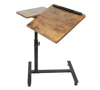 HUOLE Table d'appoint légère, de lit médicalisé,Bureau Informatique, Bureau Gaming, Roulante Canapé pour Ordinateur Portable Hauteur Pliante avec 4 roulettes,60 * 34.5 58-90cm