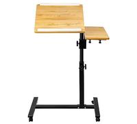 HUOLE Table de Lit à roulettes, Large Table Roulante Réglable en Hauteur Table pour Lit Médicalisé - Bureau Debout sur Roues-61 * 44 * 65/95CM-couleur Bois Naturel