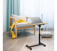 HUOLE Table de Lit à roulettes, Large Table Roulante Réglable en Hauteur Table pour Lit Médicalisé - Bureau Debout sur Roues-61 * 44 * 65/95CM-couleur Bois Naturel