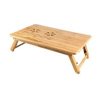 HUOLE Table de lit Pliable Support Ordinateur Portable réglable inclinable Bambou Bureau de lit tiroir de Rangement,Table D'Ordinateur en Bambout-66 * 35 * 30 cm-Couleur Bois