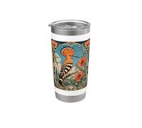 Huppe Oiseau Art Nouveau Floral Style Vintage Gobelet isotherme en acier inoxydable double paroi