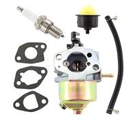 HURI Carburateur avec joint - Bougie d'allumage - Kit d'amorçage pour tondeuse à gazon Fuxtec Hecht Einhell Rotenbach Scheppach Arebos Brast Güde avec moteurs T375 / T475.