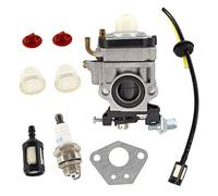 HURI Carburateur et joint + Bougie d'allumage + Tuyau à essence + Filtre à essence pour débroussailleuse Florabest FBS 43 A1, FBK 4 B2 4en1, Parkside PBK 4 A1, PBS 2 A1