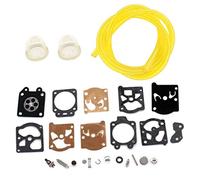 HURI Kit de réparation pour membrane de carburateur & Primer Bulb Tuyau à essence pour Partner 350 351 370 371 390 391 401 420 Tronçonneuse Walbro 33-29 Pièces de rechange