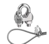 huruirui M3 Serre Câble Acier Serre Cable Acier Inox 304 20pcs U Boulon Clip Serre Corde Pince Cable Pour Les Chantiers de Construction et Les Navires Corde à linge Auvent Pour Ø 3mm Cable Acier