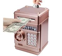 HUSAN Tirelire électronique Mini ATM Tirelires Money Box, Boîte de pièce de Monnaie Économiser de l'argent Jouet pour Les Enfants, Anniversaire Cadeau de Noël pour garçons et Filles (Or Rose-)