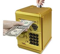 HUSAN Tirelire électronique Mini ATM Tirelires Money Box, Boîte de pièce de Monnaie Économiser de l'argent Jouet pour Les Enfants, Anniversaire Cadeau de Noël pour garçons et Filles (l'or)