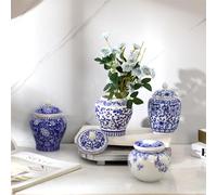 Hushee Lot de 4 Petits vases Bleus et Blancs en Porcelaine pour décoration d'intérieur, Chambre à Coucher, Salon, Console, étagère, décoration de Table