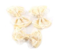 HUSHUI Appliques de Nœuds en Dentelle, 50 Pièces, Belles Décorations Artisanales pour Mariage, Anniversaire, Salle de Classe, Tissu Polyester Multicolore (Beige)