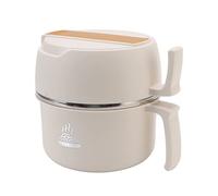 HUSHUI Boîte à Déjeuner avec Bol à Nouilles en Acier Inoxydable avec Poignée, Cuiseur Ramen isolé Double Couche pour Employés de Bureau et étudiants, Grande capacité en Acier Inoxydable 304, (Beige)
