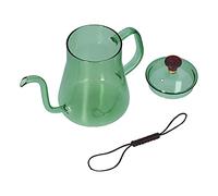 HUSHUI Bouilloire à Bec Long, Grande capacité, Cafetière Résistante à la Chaleur pour Usage Domestique, Verre à Haute Teneur en Borosilicate 350ml (Verte)