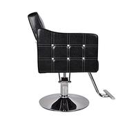 HUSHUI Chaise de Barbier Noire Rétro Réglable en Hauteur pour Salon de Coiffure avec Cuir PU et Cadre en Acier