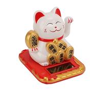 HUSHUI Chat Porte-Bonheur à énergie Solaire, Mini Taille, Mignon, Souriant, Maneki Neko, pour Voiture et Bureau, Cadeaux de Décoration (Blanche)