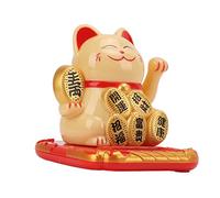 HUSHUI Chat Porte-Bonheur à énergie Solaire, Mini Taille, Mignon, Souriant, Maneki Neko, pour Voiture et Bureau, Cadeaux de Décoration (Jaune)
