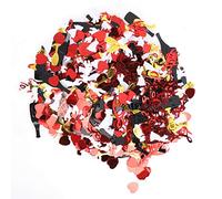 HUSHUI Confettis Décoratifs en Forme de Cœur Rouge à Paillettes en PVC pour Décoration de Cadeaux et Cadeaux de Fête, 100 G, Noir Brillant et or pour Mariages et Célébrations