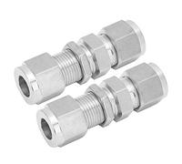 HUSHUI Connecteur de Raccord de Cloison à Compression, Conception à Double Virole en Acier Inoxydable Durable pour L'installation de Tuyaux dans les Applications de Gaz, D'eau et D', 2 Pièces (Ф10)