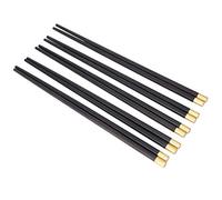 HUSHUI Ensemble de Baguettes Chinoises Traditionnelles, Couverts Décoratifs et Fonctionnels pour la Maison, L'hôtel, les Cadeaux de Restauration, Bois Noir Africain 25cm, 5 Paires (Coffret cadeau