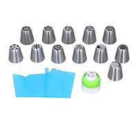 HUSHUI Ensemble de Douilles à Douille Facile à Nettoyer Surfaces Lisses Embout de Glaçage en Forme de Fleur pour la Décoration de Gâteaux et les Fêtes 14 Pièces en Plastique et en Acier Inoxydable