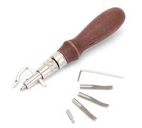 HUSHUI Ensemble D'outils de Rainurage du Cuir 7 en 1 avec Poignée Ergonomique pour les Projets D'artisanat du Cuir, Alliage Durable et Matériau en Bois