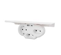 HUSHUI Extension de Prise Murale avec étagère, 3 Prises Ca Intelligentes et 2 Ports USB, Protection Contre Les Surtensions, Barre d'alimentation pour Dortoir à Domicile