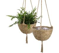 HUSHUI Hanging Planter Basket,Natural Hanging Seagrass Plant Baskets Dural Layer Flower Planting Basket Holder Garden Decor