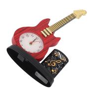 HUSHUI Horloge de Bureau Vintage en Forme de Guitare avec Porte-Crayons et Taille-Crayon pour Chambre à Coucher et Bureau, Matériau ABS Durable 15,5 X 5 X 25 Cm