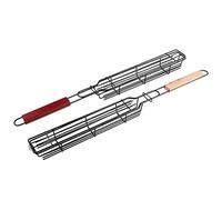 HUSHUI Lot de 2 Paniers de Barbecue Antiadhésifs pour Griller des Saucisses et des Hot-dogs - Outil de Cuisine Durable en Acier Inoxydable, Parfait pour les Barbecues et le Camping, Taille 19,3 X