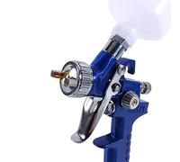 HUSHUI Mini Pistolet de Pulvérisation de Peinture à Air HVLP, Alimentation par gravité Bleue, Buse de 0.8mm Basse Pression pour Projets de Bricolage, Ergonomique en Acier Inoxydable