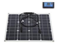 HUSHUI Panneau Solaire 40 W Haute efficacité Monocristallin Double Chargeur USB pour Activités de Plein Air et Voyages Contrôleur PWM 12 V/24 V avec Câble D'extension de 1 M (10A)