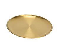HUSHUI Plats de Service en Inox au Design Luxueux pour Barbecue et Dessert, Plateau Rond Doré, 23cm, 1 Unité