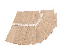 HUSHUI Porte-ustensiles de Table en Toile de Jute, 20 Pièces, Beaux Sacs à Couverts en Dentelle pour Mariages Champêtres Rétro, Fêtes de Noël, 9,1 Pouces