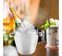 HUSHUI Seau à Glace avec Conception de Pointe de Marteau et Polissage Miroir pour Divertir Le Style à Double Paroi en Acier Inoxydable (1L)