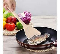 HUSHUI Spatule en Bois Non Peinte, Lot de 3 Ustensiles de Cuisine pour Poêles Antiadhésives, Prise Confortable