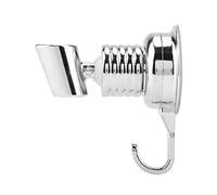 HUSHUI Support de Pomme de Douche à Ventouse avec Support Réglable et Crochet à Serviette pour Montage Mural de Salle de Bain, PVC Durable, Finition Chromée