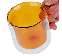 HUSHUI Tasse à café Double Couche de 250 Ml Résistante à la Chaleur avec un Design Exquis pour un Usage Domestique en Verre Borosilicate - Cadeau Parfait pour Toutes les Occasions (Jaune)
