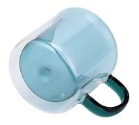 HUSHUI Tasse à café Double Couche de 250 Ml Résistante à la Chaleur avec un Design Exquis pour un Usage Domestique en Verre Borosilicate - Cadeau Parfait pour Toutes les Occasions (Lac Vert)