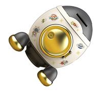 HUSHUI Tirelire Fusée Spatiale, Pot D'économie d'argent de Dessin animé Mignon pour Décoration de Chambre d'enfants, Cadeau en Plastique 480g (Or Gris Luxueux)
