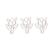 HUSHUI Trombones en Forme de Fleur en Vrac, Marque-pages Colorés Mignons, Fournitures de Bureau Pratiques pour la Maison, Acier Inoxydable, or Rose, 10 Pièces
