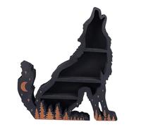 HUSHUI Wolf - étagère D'exposition en Bois et Cristal, Design Multicouche élégant pour la Maison, la Chambre à Coucher, Le Salon, 30x26x4cm (Loup à Gauche)