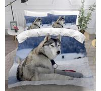 Husky Housse de Couette 150x200 Parures de Lit 1 Personne Imprimé 3D Microfibre Douce Animaux et Animaux de Compagnie Mignons Housses Couette avec 2 Taies d'oreiller et Fermeture Éclair k.4266