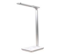 Huslog Lampe de Bureau LED Dimmable, 5 Luminosités & 3 Températures, Protection des Yeux, Contrôle Tactile, Minuterie, Chargeur Induction, Bras Flexible, Économie d’Énergie, Blanche