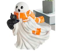 Husoiuy Fantôme d'halloween | Statuette Fantôme Chat en Résine | Décoration Cartoon pour Bureau Maison Étagère Dessus de Meuble Salon Entrée Extérieur
