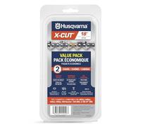 Husqvarna X-Cut SP33G Lot de 2 chaînes de tronçonneuse de 45,7 cm, pas de 825,5 cm, calibre 127 cm, lame de rechange à 72 maillons d'entraînement, pré-étirée et faible retour, gris