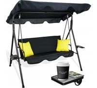 Huśtawka Balançoire De Jardin Autonome Noire Avec Coussins Tabouret Pour Tasses