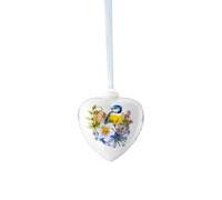 Hutschenreuther Cœur en Porcelaine 2025 à Suspendre, Hauteur 7 cm, édition de Collection de Pâques, Porcelaine Multicolore, Motif mésange Bleue