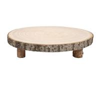 HUTSRAI Paulownia Plateau à cupcakes rond en bois avec support à gâteau en bois avec pieds en bois rustique