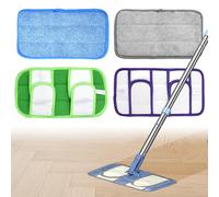 Huucozn Lot de 4 serpillères en microfibre - Lavables - 29 x 15 cm - Réutilisables - Kit de démarrage humide et sec pour tous les serpillères