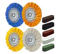 Huudngeje 9pcs Kit de Polissage de Roue en Aluminium 8 "Roue de Polissage des Voies Respiratoires pour le Miroir D'Angle Miroir Finition Composé de Polissage et Kit de Roue de Polissage en Métal en Al