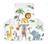 HUUMONSS Boîtes de Rangement Lot de 3 Des Animaux Paniers de Rangement Cube Koala Enfants Pliables Coffre à Jouets pour Étagères Livres, Créatures Bohèmes
