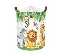 HUUMONSS Grand Corbeille a Linge Adorables Animaux de la Jungle Repliable Panier Rangement Jouets Vêtements pour Maison,Lion,63L
